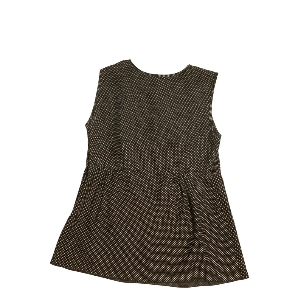 J. Crew Womens Silk Polka Dot Sleeveless Bib Front Blouse Black White Size‎ 0